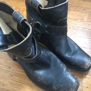 Frye Smith Harness Boot - Black - Distressed